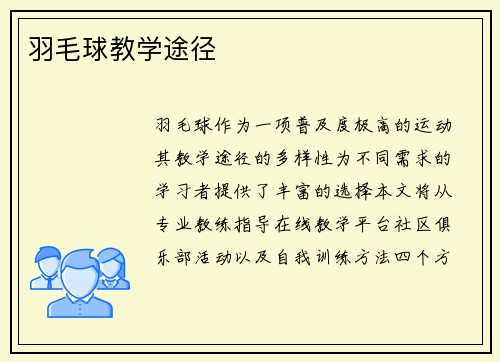 羽毛球教学途径